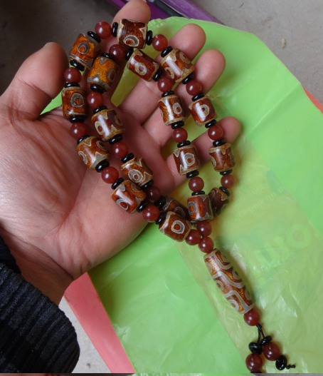 Natural Tibetan Old Sky Pearl Old Manau to Pure Tianzhu Manau 3 Eye 9 Eye Pearl Necklace Handmade