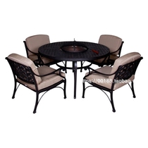Outdoor cast aluminum barbecue table and chair Outdoor brazier table and chair furniture Villa garden courtyard charcoal barbecue table and chair European-style carbon
