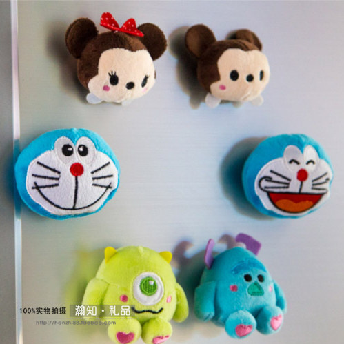 Japanese Cartoon Cartoon Plush Toy Fridge Sticker Creative Refrigerator Door Crashworthy Magnetic Sticker Personality Blackboard Stickup Ornament