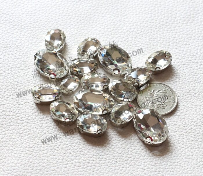 Dress Diy Material White Oval Glass Hand Sewn Ear Claw Drill D-Shaped Sandals Subpatch Drill-To-Drill Accessories Drill