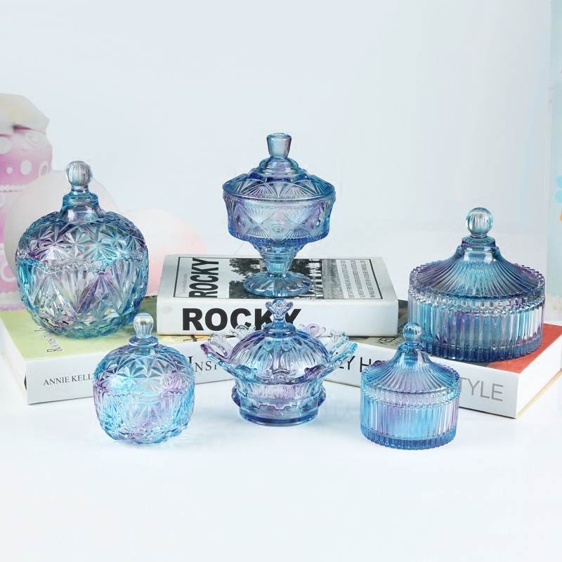 European-style home living room ornaments creative coffee table with lid dried fruit snack jewelry storage jar stained glass candy jar