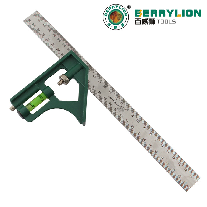 Budweilion Combined Angular Ruler Thickened Steel Scale Ruler Active Level Multipurpose Steel Inflection 300 j