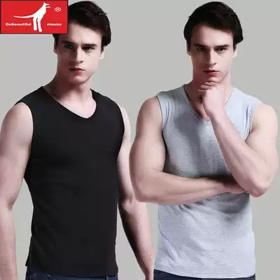 (2 pieces) sports wide shoulder sleeveless V-neck tight men's vest cotton round neck base Spring Summer sweatshirt