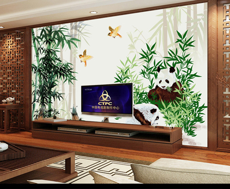 Ceramic background wall Living room TV sofa background wall tile film and vision wall 3D engraving Chinese simple bamboo