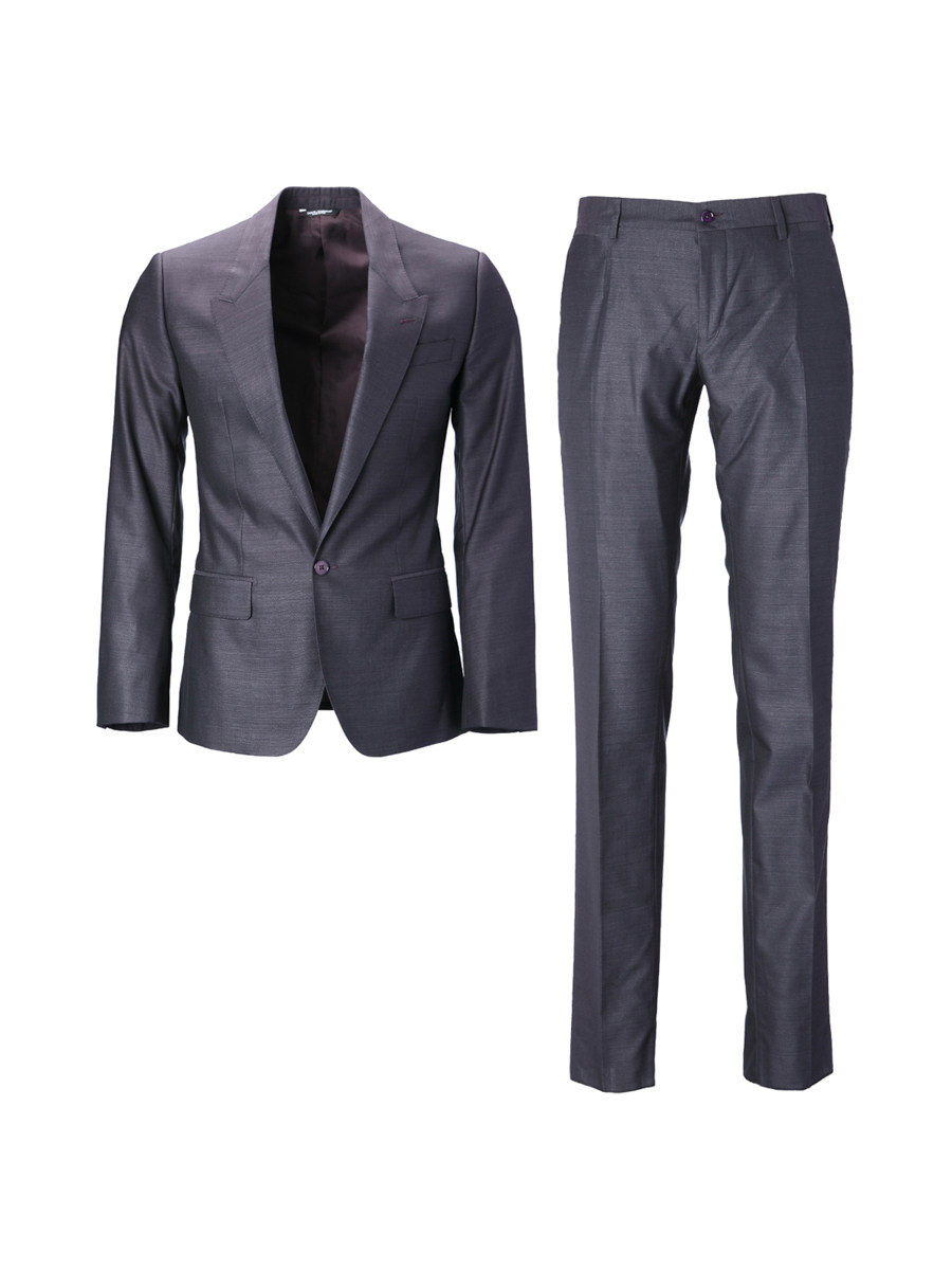 Dolce&Gabbana 蓝灰色枪驳领一粒扣西服套装