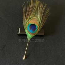 Feather Brooch Long Pin pin straight pin Korean version Flowers Crystal Alloy Chest Flower Cardiovert Coat Accessories Lady