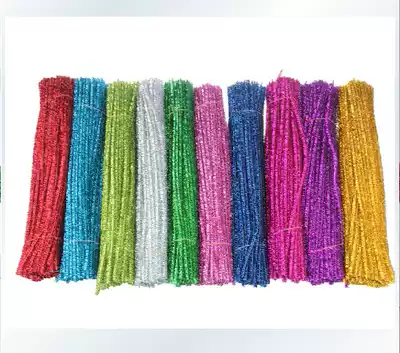 Early education parent-child toys ten colors 6mmX30cm glitter brush strip hair root handmade materials DIY accessories