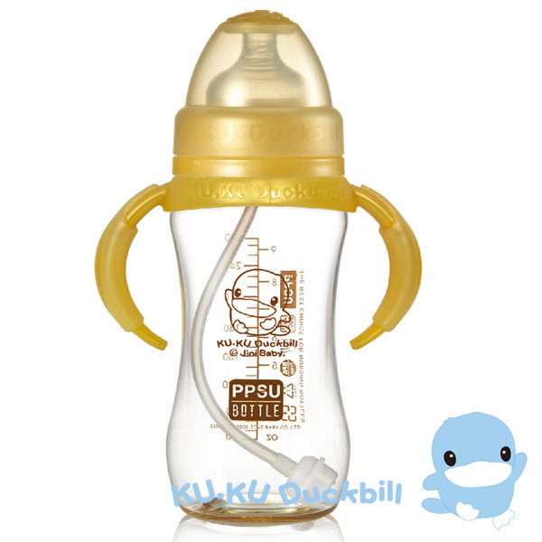 台湾官网直邮进口《KU.KU酷咕鸭》PPSU宽口葫芦成长奶瓶280ml