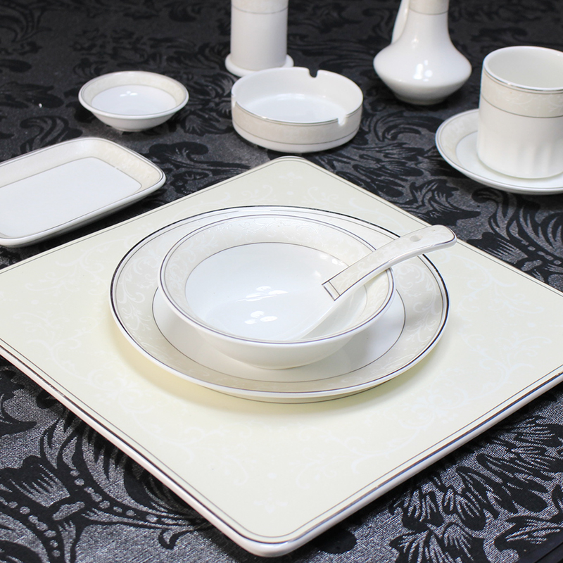 Chinese ceramic plate flat plate luxury restaurant tableware hotel table set bone porcelain bowl plate dining utensils porcelain utensils