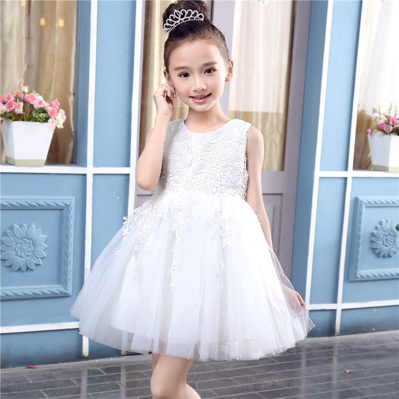 Girl bông váy mùa hè chút không khí cô gái cưới trắng công chúa trẻ em váy hoa của hiệu suất đầm đầm.