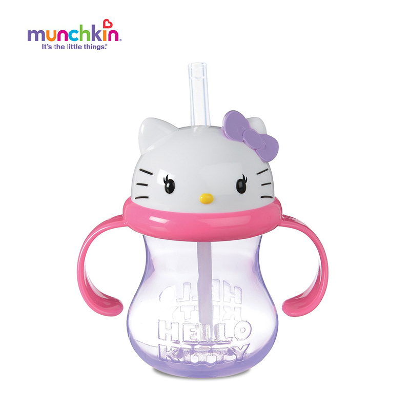 Munchkin Kitty凯蒂猫双把手吸管杯 232ml 学饮杯 美国直邮