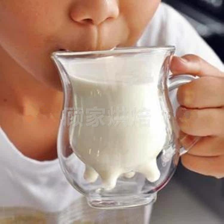 American Fred Dairy Cow Double Glass Cups Heat Resistant Milk Cup Coffee Cup Pudding Cup Jelly Cup Mousse Cup
