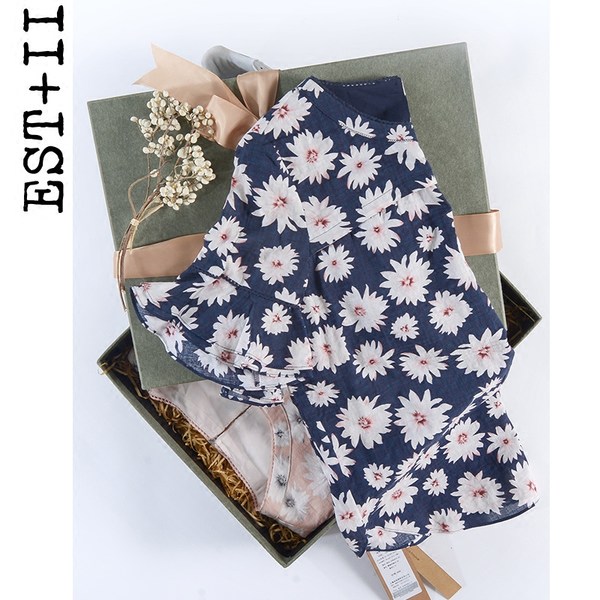 EST＋II 艺诗 18年新款 印花荷叶袖女式T恤 天猫优惠券折后￥79包邮（￥129-50）2色可选