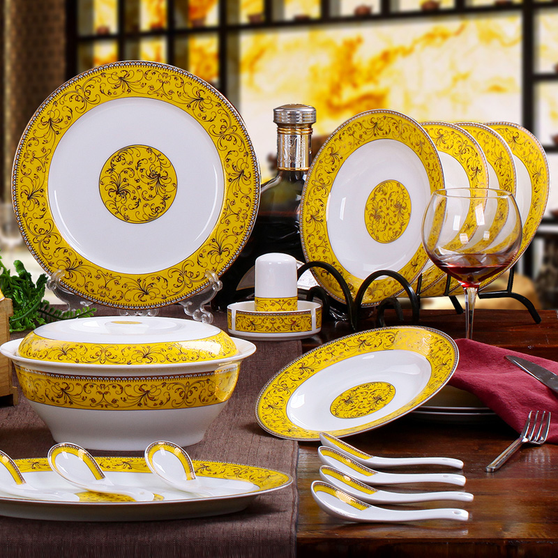 Always suit 56 skull jingdezhen porcelain tableware ceramics gold sun island European - style up phnom penh dish dish wedding housewarming gift