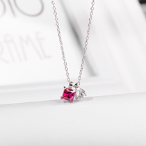 Ruby Necklace 925 Silver 2020 Japanese Korean Ruby Pendant choker Female Emerald Necklace