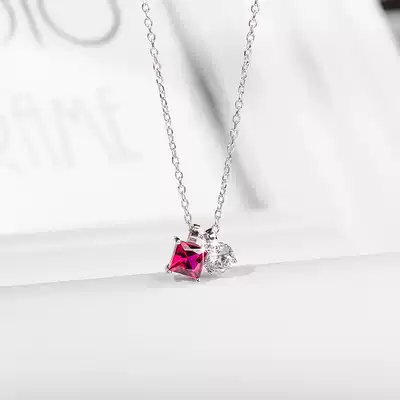 Ruby Necklace 925 Silver 2020 Japanese Korean Ruby Pendant choker Female Emerald Necklace