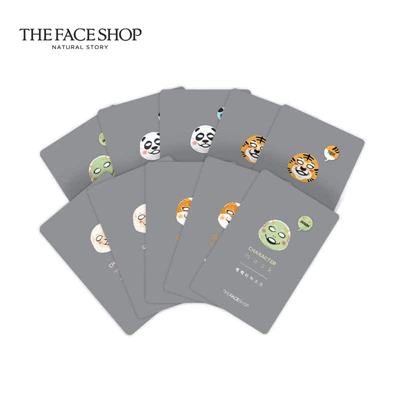 韩国LG直邮THEFACESHOP/菲诗小铺 奇幻动物脸谱面膜 10片套装