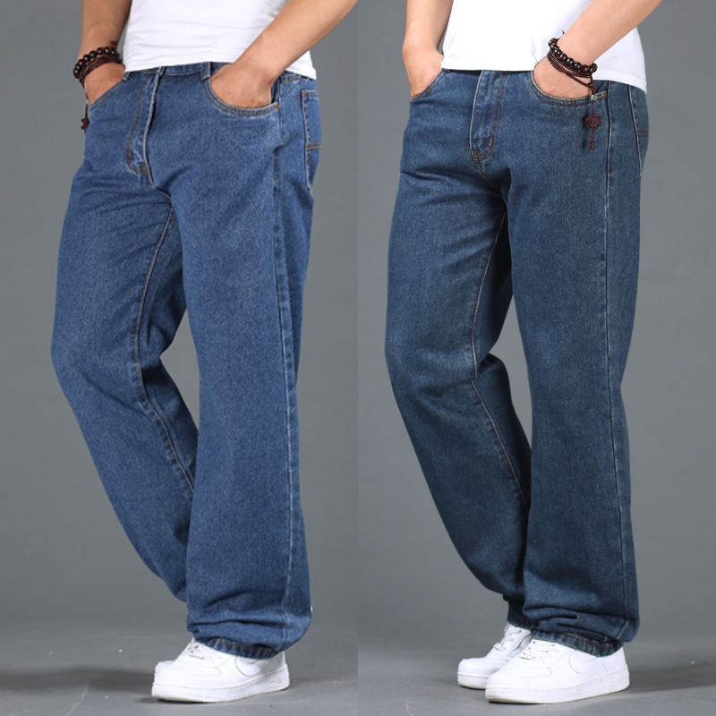Autumn and Winter Thick Large-Size Men's Denim Trousers Casual Plus-Size Jeans Men's Loose Straight-Leg Youth Trendy