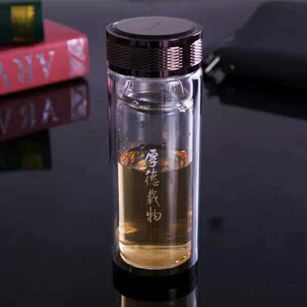 Carving cover anti-skid crystal bottom special customized printed advertisement double glass promotional gift office portable