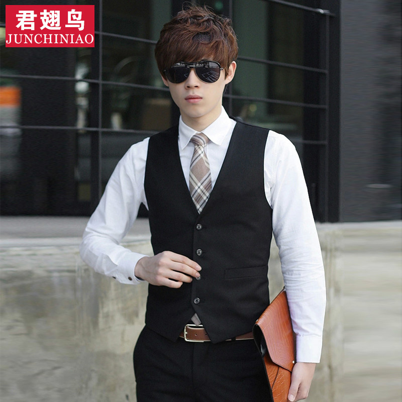 Autumn Inron swarm suit vest men's western suit waistcoat vest business casual career positive loading Korean version of the tide