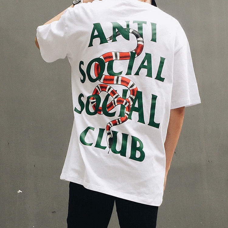 ASSC欧美高街毒蛇缠绕港风复古宽松男女情侣潮牌滑板纯棉短袖T恤