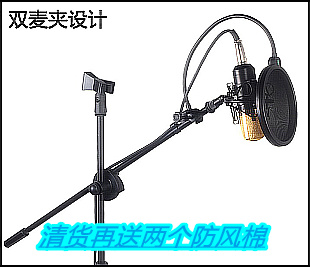 Capacitive microphone floor microphone holder Mimi stand-floor microphone holder stage performance Recording K Song matched with 2 clips