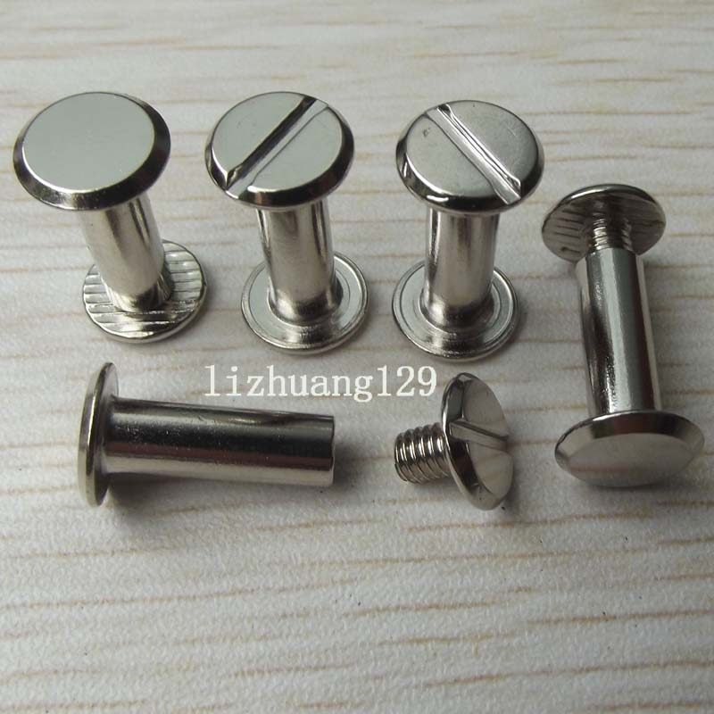 Plated rivets, ledger screws, butt-lock screws, album rivets, recipe studs, M5