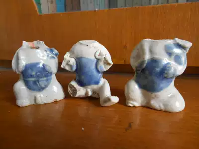 Ancient porcelain specimens*porcelain pieces*remnants*Porcelain plastic*Qing Dynasty*Kangxi blue glaze doll boy 3