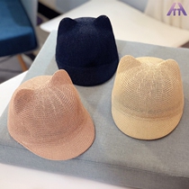 Childrens straw hat summer baby sun hat boy and girl cute equestine hat small corner beret breathable sun hat