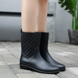 雨牧 Кожаные дождевые туфли Женская средняя анти -стрях
