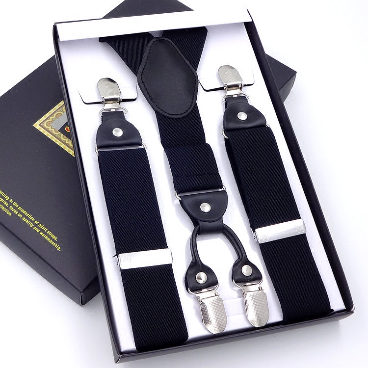 With Shangshuai four clip men's baby bag clip pants sling fat man trousers extended baby bag 4 clip elastic suspenders for men