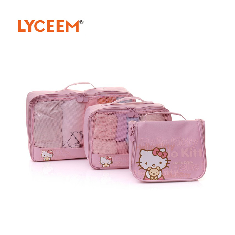 Hello Kitty 洗漱收纳旅行套装 洗漱包衣物收纳袋3件套旅游用品