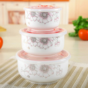 hộp cơm điện mocato Hộp đựng bát sứ tươi ba mảnh đặt bằng gốm có nắp hộp đựng lò vi sóng - Hộp cơm điện sưởi ấm hộp cơm điện chefman