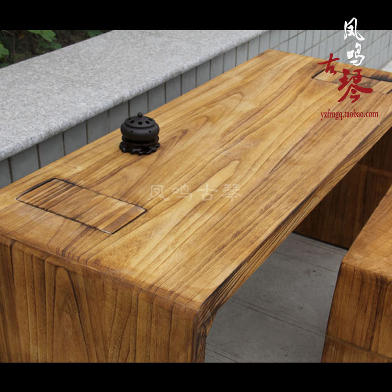 High-grade burnt paulownia guqin table and stool coffee table teaching desk can open the slot cover to embed the guqin table