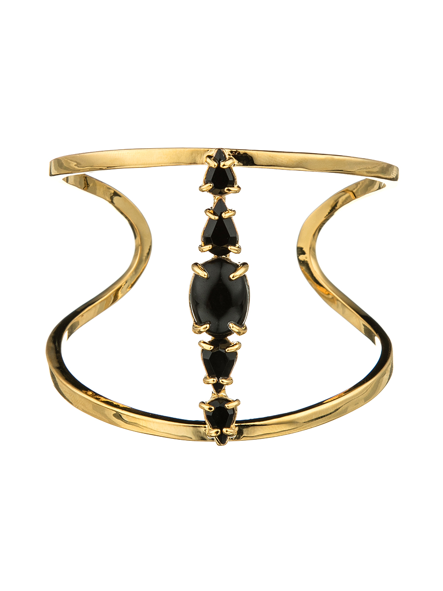 VINCE CAMUTO 黑色晶钻饰双层金色手环