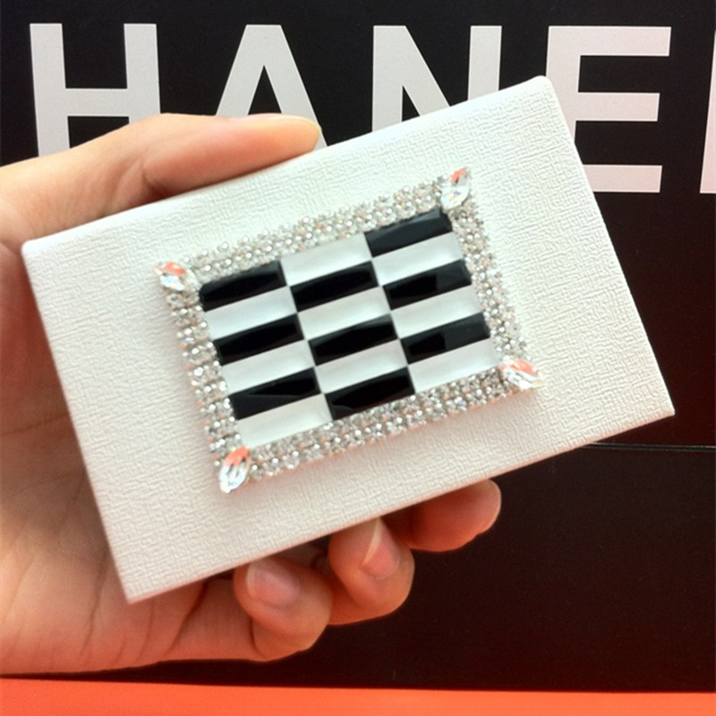 Korean Fashion Crystal Inlaid Drilling Water Drill Creative Stainless Steel Men's Business Name Sheet Clip Box Bookable