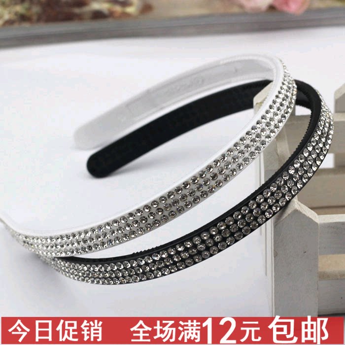 Korean style rhinestone hair band women's fine black white crystal headband handmade simple cute headdress hair clip wholesale