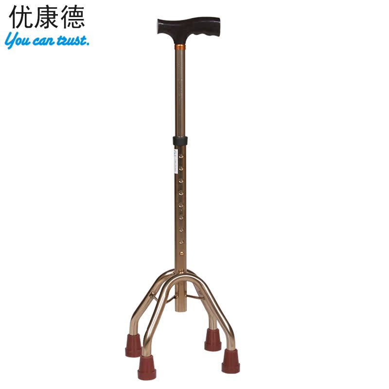 优康德 拐杖 老人四脚拐杖 四角助行器 不锈拐棍手杖 UKD-2640T