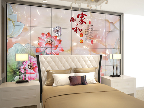 TV background wall ceramic tile 3D lotus picture background wall corridor porch living room sofa background brick modern simplicity