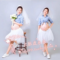  226 rental pregnant women take pictures Denim photo clothing photo studio Parent-child pregnancy photos big belly photos clothing clothes rent