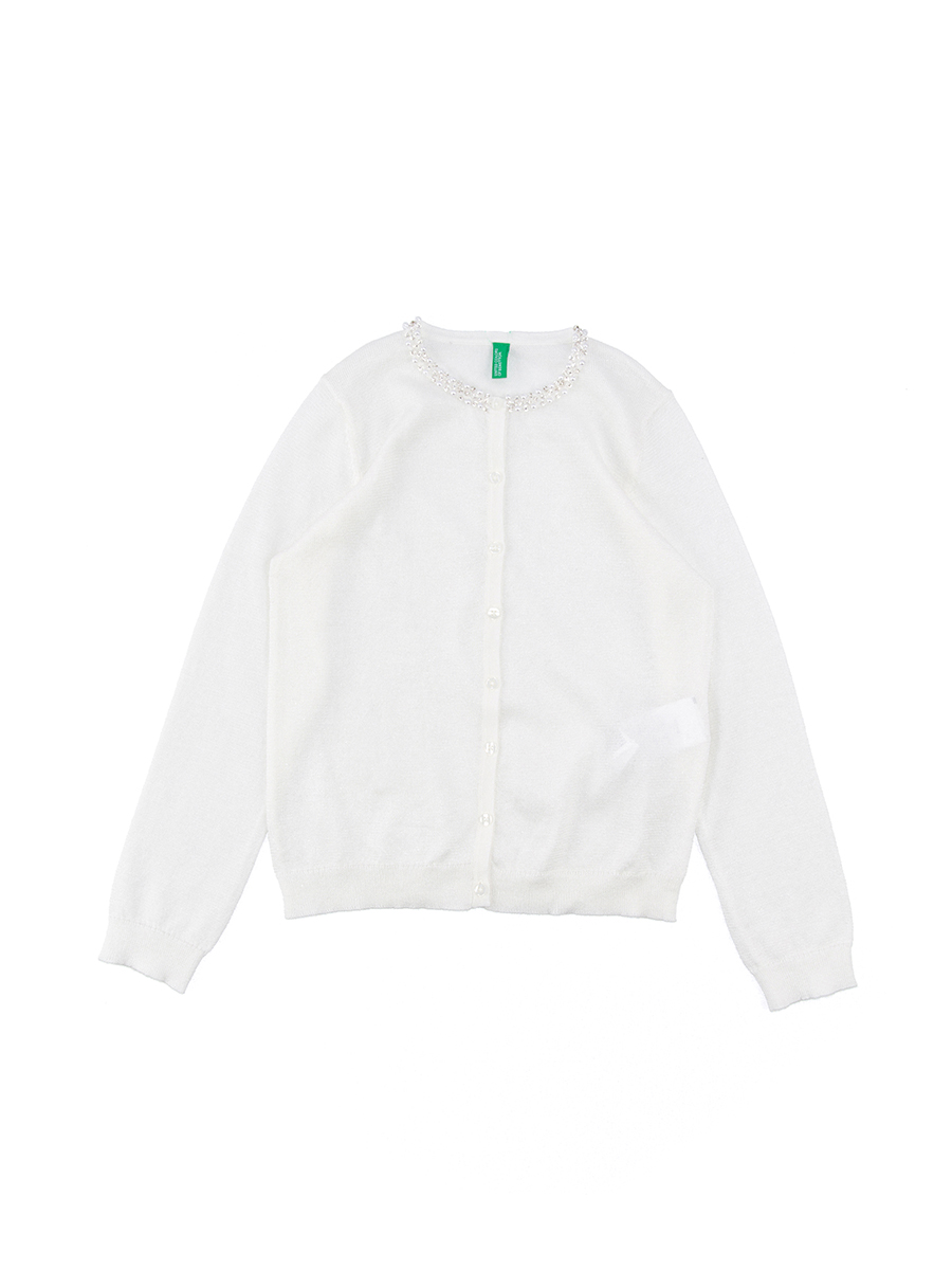 Benetton/贝纳通 白色领口珍珠饰女童针织衫