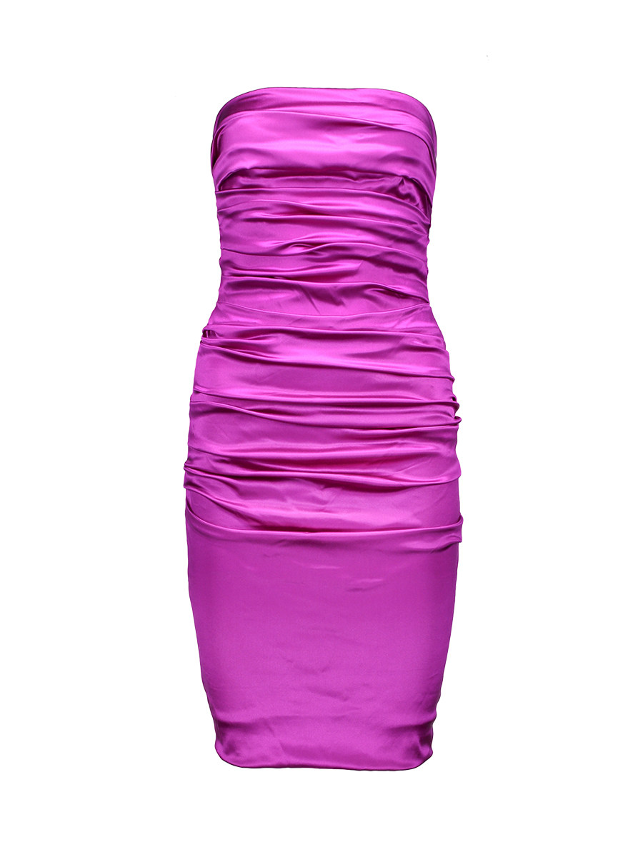 Dolce&Gabbana 玫紫色褶皱抹胸连衣裙