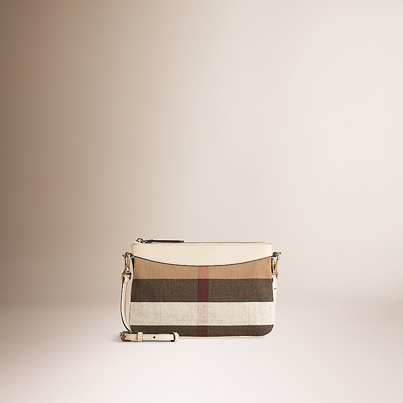 BURBERRY/博柏利Canvas 格纹拼皮革手拿包 40014051