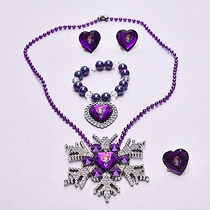 Sophia Little Princess Necklace Set Purple Snowflake Pendant Bracelet Ring Ear Clip for Children Jewelry