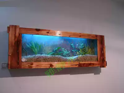 Carbonized wood ecological fish tank Wall-mounted aquarium Wall-mounted goldfish tank Solid wood fish tank wall-mounted fish tank