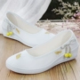Ginkgo giày vẽ tay giày vải nêm giày mùa xuân Giày Hanfu cổ gió trắng giày đơn giày phong cách Trung Quốc giải trí giày sneaker nữ trắng