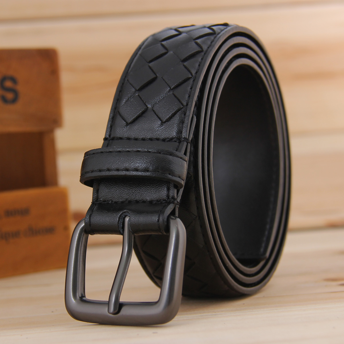 Ai Lanbao belt men's pin buckle belt men's leather cowhide Korean version of the trendy youth casual all-match pants belt pure