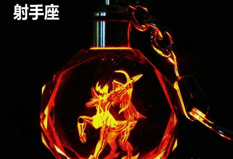 Sagittarius 12 constellation key chain holy clothes colorful crystal luminous myth keychain send battery