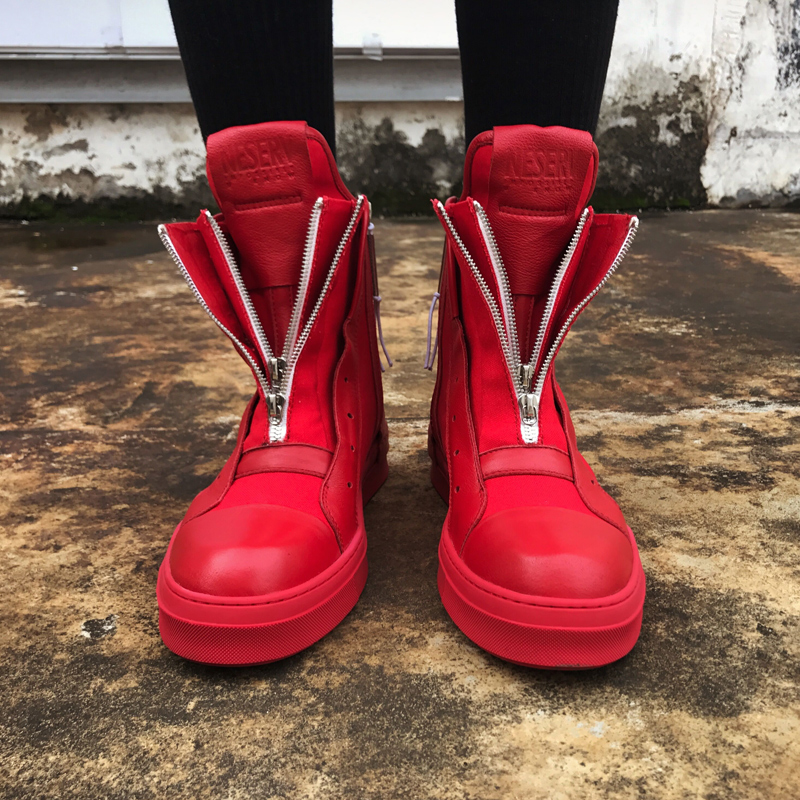 Neiss Europe Station Spring And Autumn High Shoes Men Ins Red Neiss Europe Station Spring And Autumn High Shoes Men Ins Red School Boys Top Zipper S Gz Tide