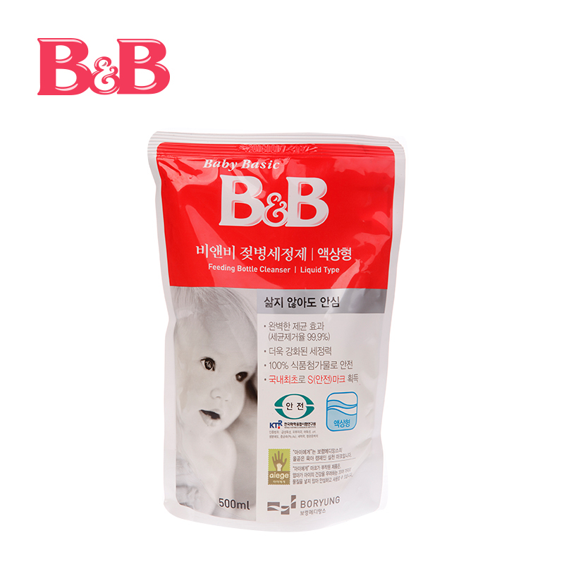 韩国保宁B&B 奶瓶奶嘴液体型清洁剂清洗剂补充装 500ml